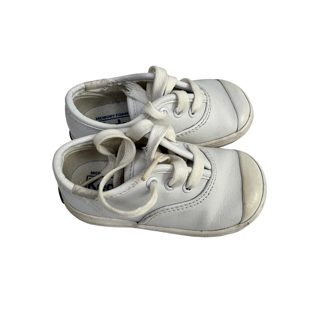 Vintage Y2K Keds Champion Toe Cap White Leather Toddler Sneakers Size 5M KT30103